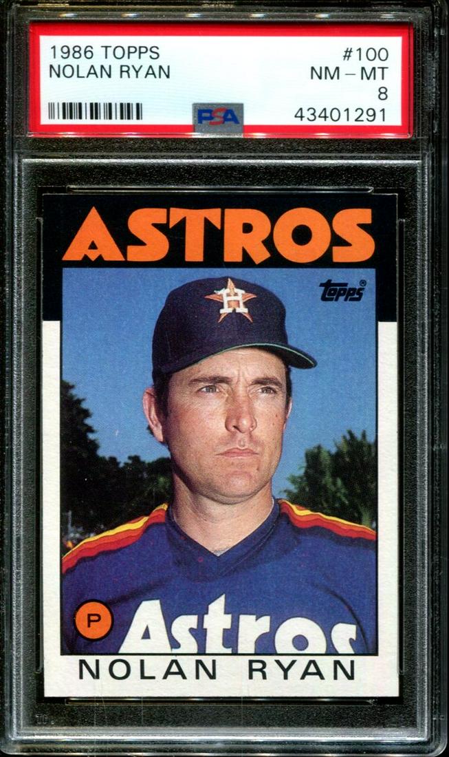 PSA SLABBED RYAN EXPRESS 1986 TOPPS CARD: 1986 TOPPS #100 NOLAN RYAN HOUSTON ASTROS HOF PSA 8