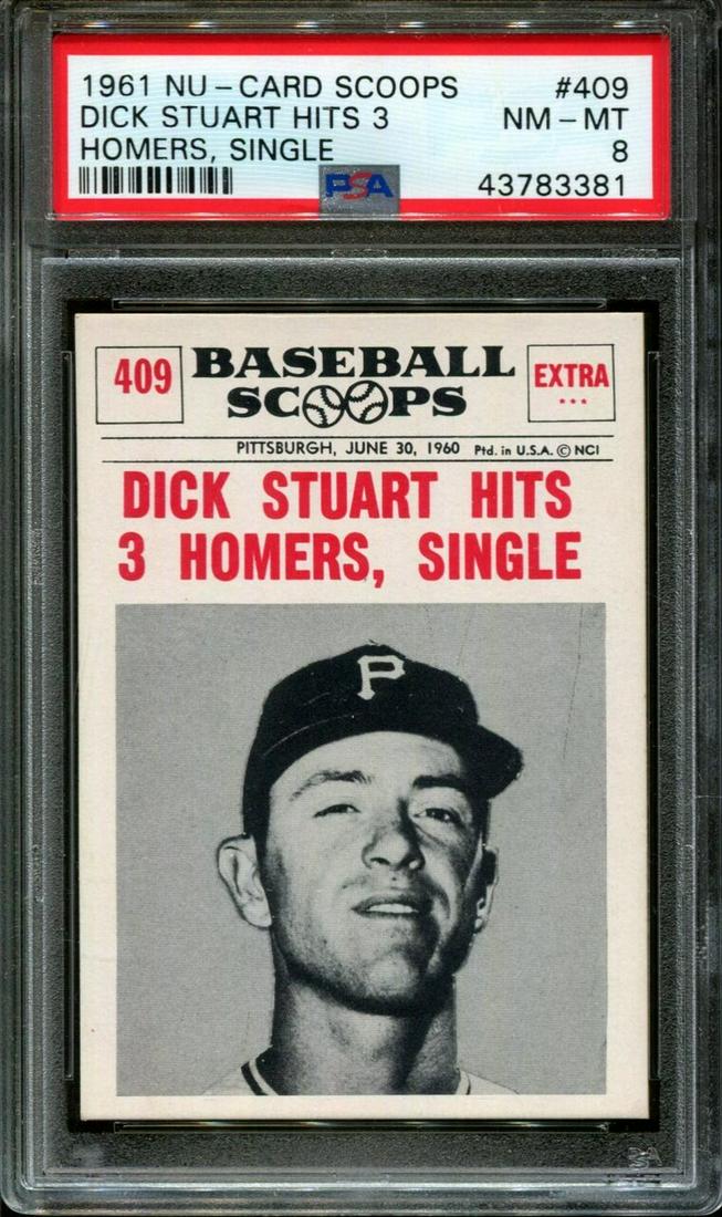 1961 NU-CARD SCOOPS #409 DICK STUART PSA 8: 1961 NU-CARD SCOOPS #409 DICK STUART PSA 8