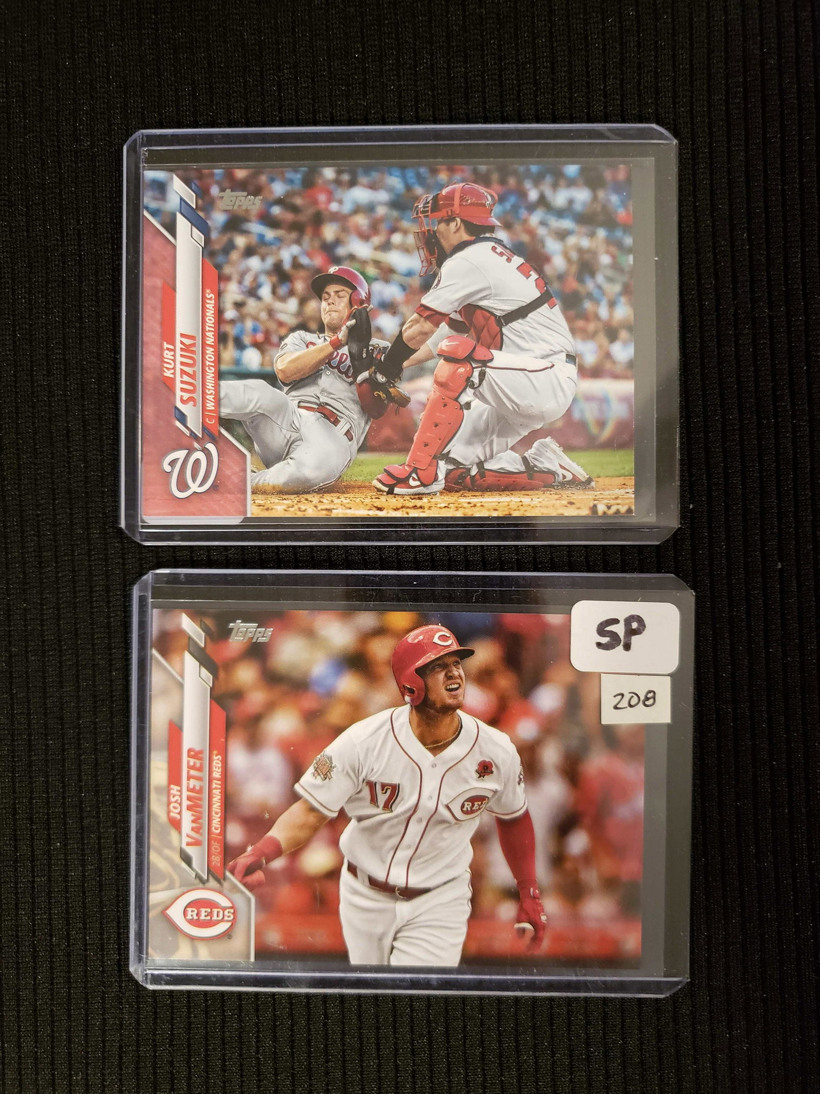 LOT OF 2 2020 TOPPS SERIES 1 #'D SHORT PRINTS: JOSH VANMETER RED 017/300 AND KURT SUZUKI WASH. NATS PINK 08/50