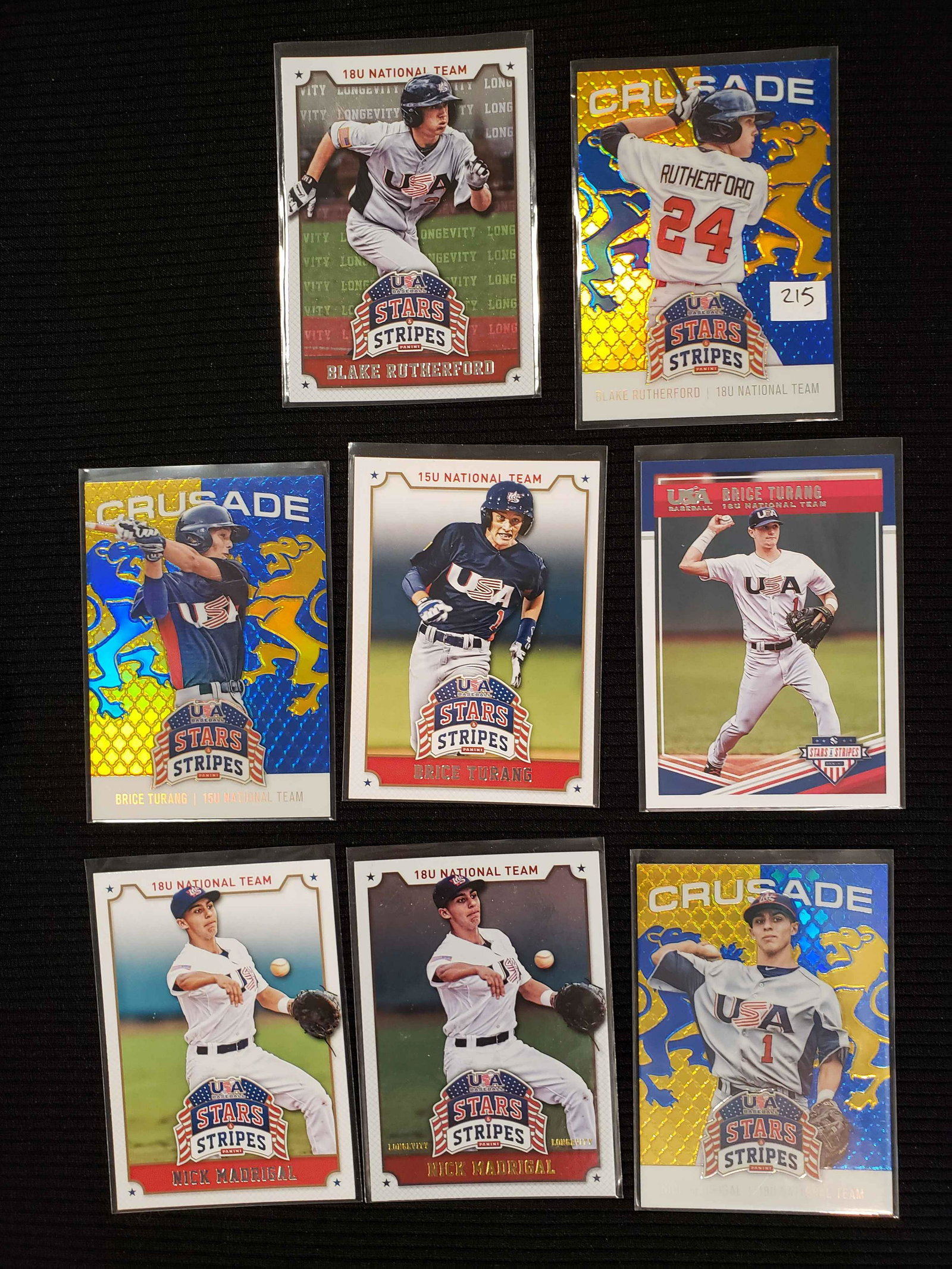STARS AND STRIPES USA BASEBALL PROSPECT CARDS: BLAKE RUTHERFORD, NICK MADRIGAL & BRICE TURANG TEAM USA ROOKIE PROSPECT COLLECTION