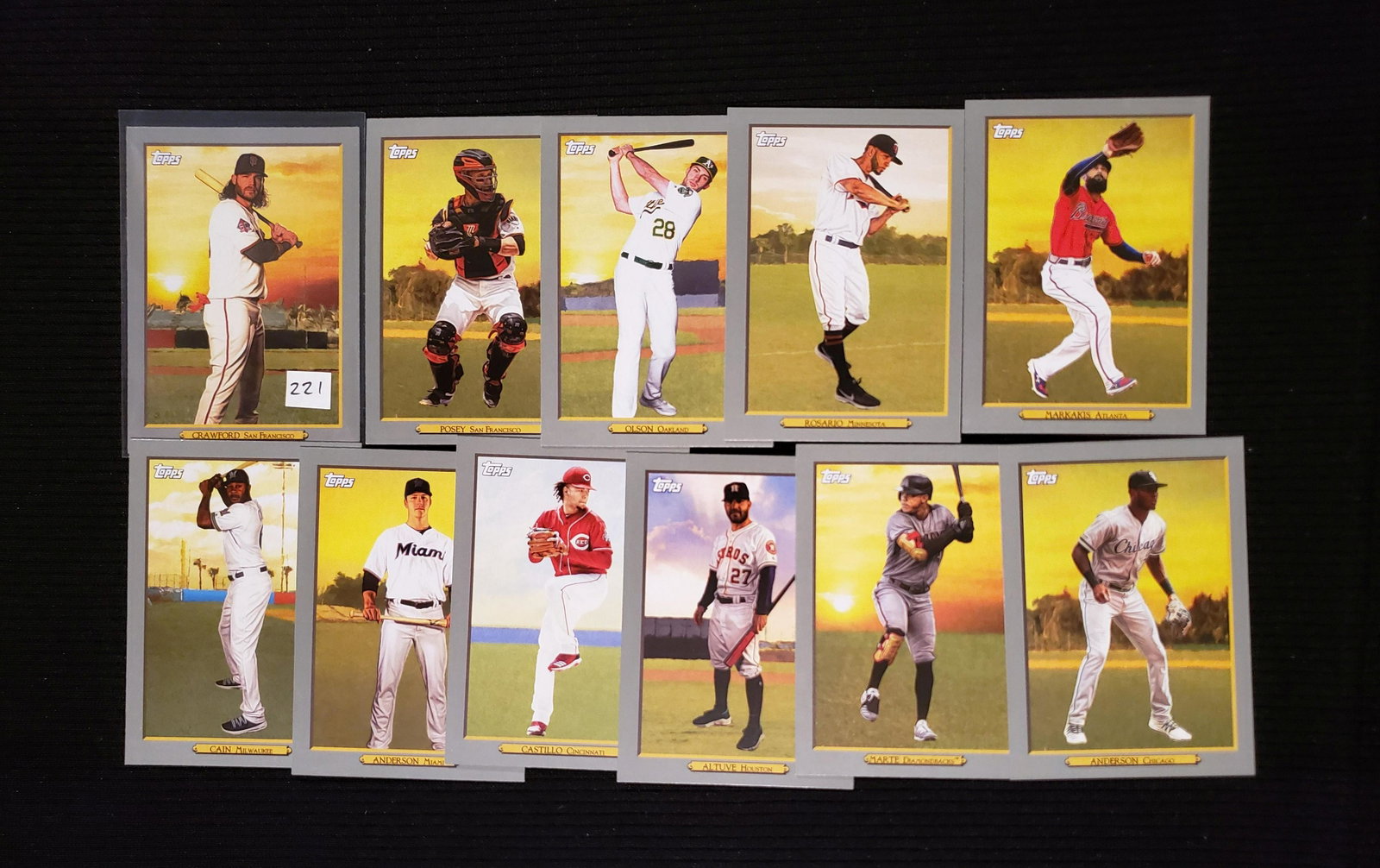 TOPPS SERIES 1 BASEBALL TURKEY RED SP INSERTS: LOT OF 11 TURKEY RED INSERTS BUSTER POSEY, MATT OLSON, LORENZO CAIN, JOSE ALTUVE