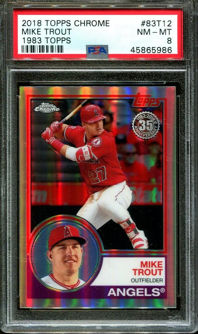 PSA GRADED 2018 TOPPS CHROME 1983 REFRACTOR MIKE TROUT (1 of 2)