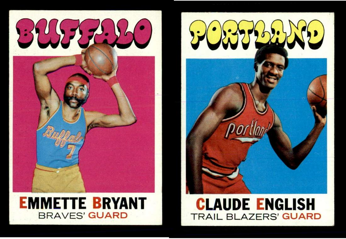 VINTAGE NBA BASKETBALL CARDS: 1971 Topps #48 Emmette Bryant, #46 Claude EnglishEXMT+