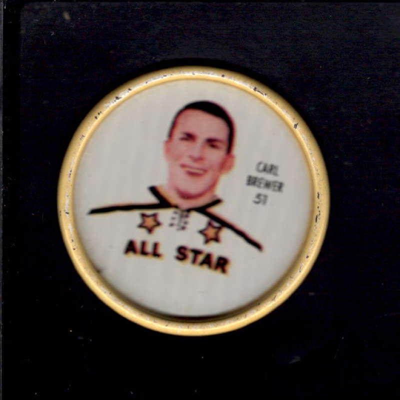 RARE FIND 1962 HOCKEY COINS: 1962 Shirriff Coins #51 Carl Brewer ALL-STAR