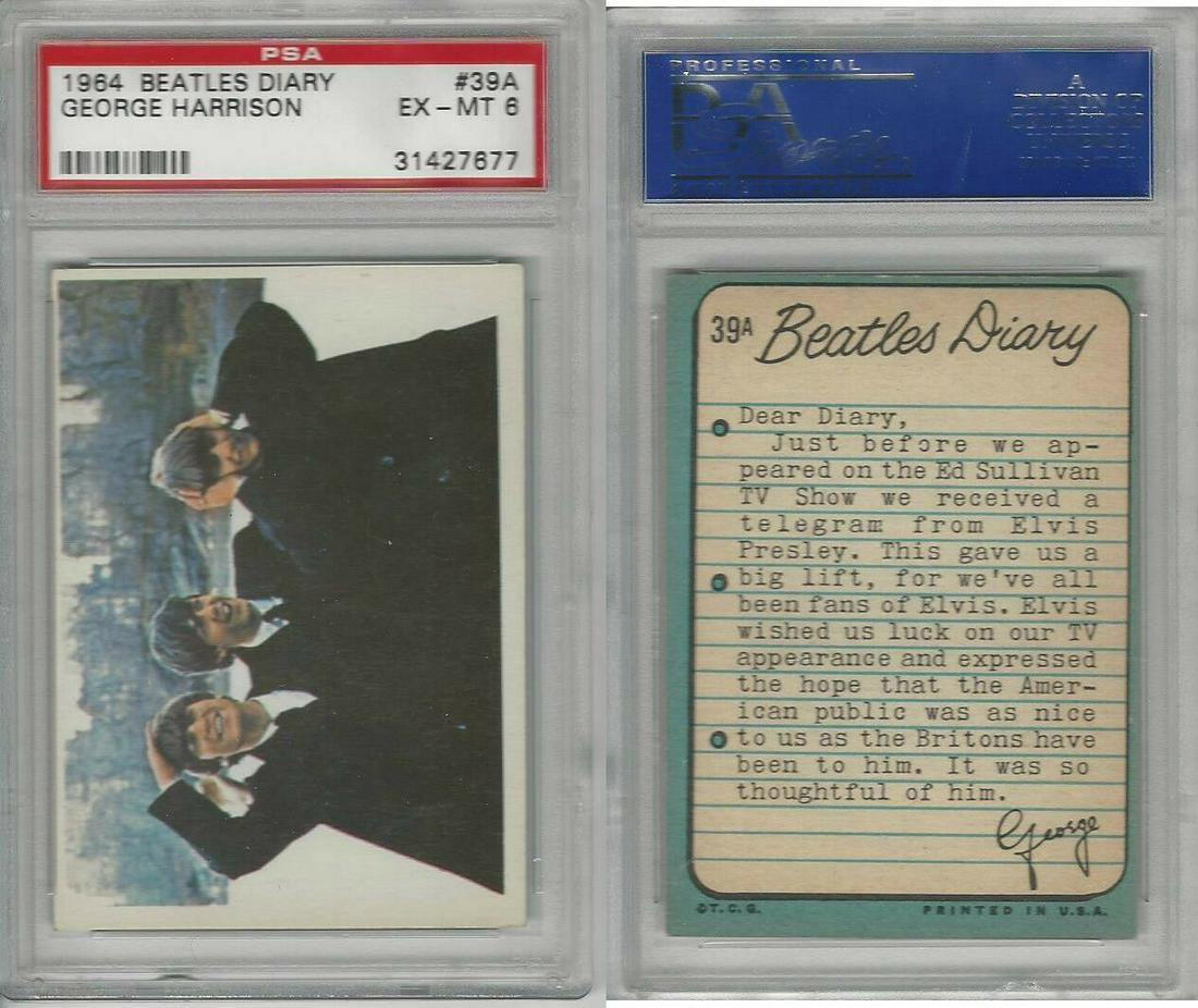 1964 Topps Beatles Diary #39A George Harrison, PSA 6 (1 of 1)