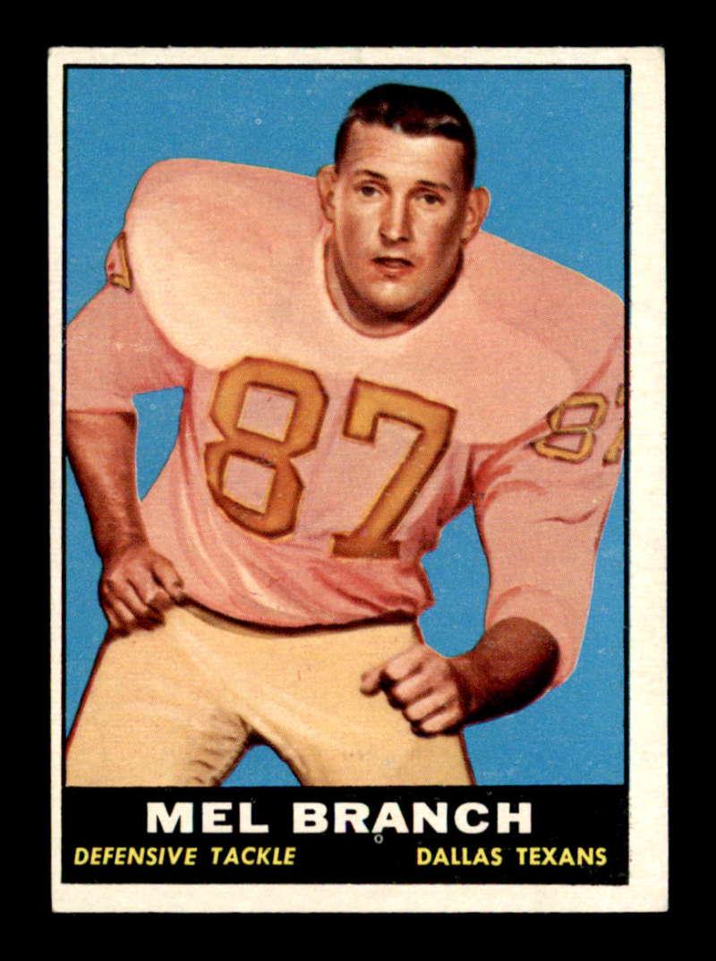 VINTAGE 1961 Topps FOOTBALL CARD: 1961 Topps dallas texans #134 Mel Branch UER EX+