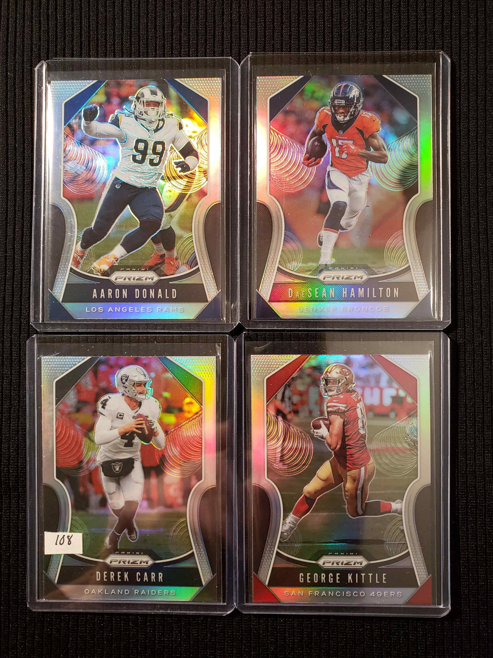 2019 PANINI PRIZM FOOTBALL SILVER PRIZMS: AARON DONALD, DEREK CARR, GEORGE KITTLE
