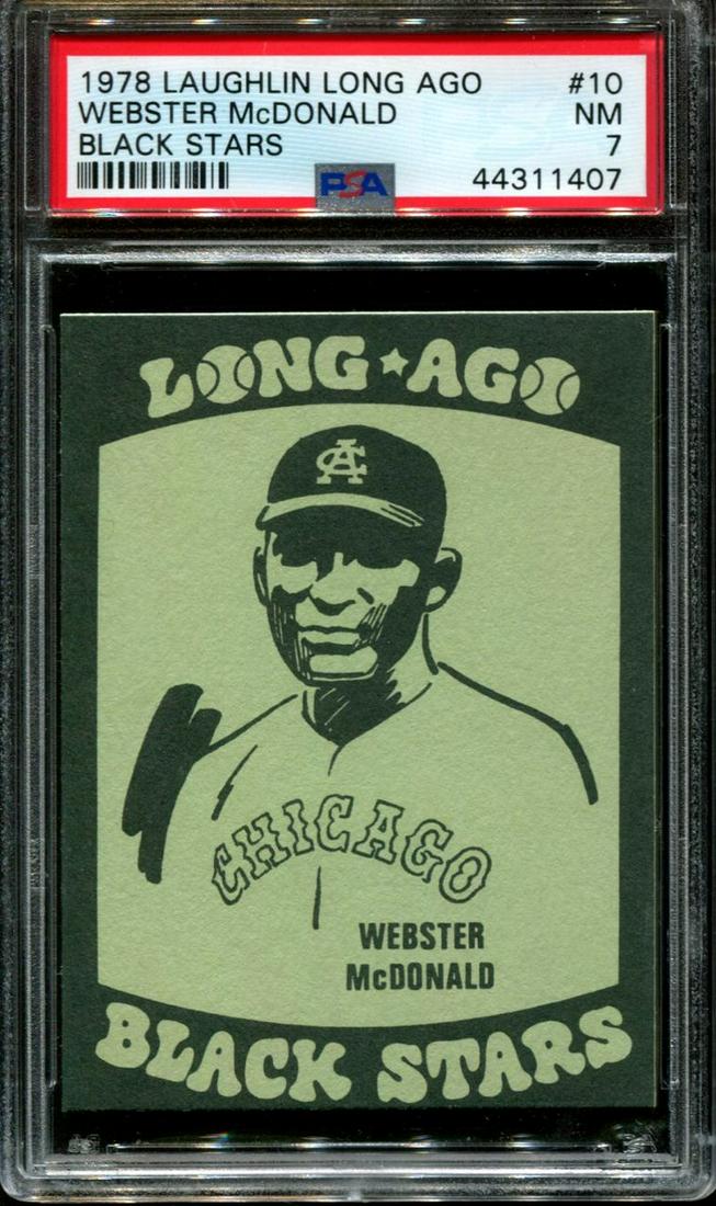 PSA GRADED 1978 LONG AGO BLACK STARS LOW POP 4: SCARCE 1978 LAUGHLIN LONG AGO BLACK STARS #10 WEBSTER McDONALD POP 4 PSA 7