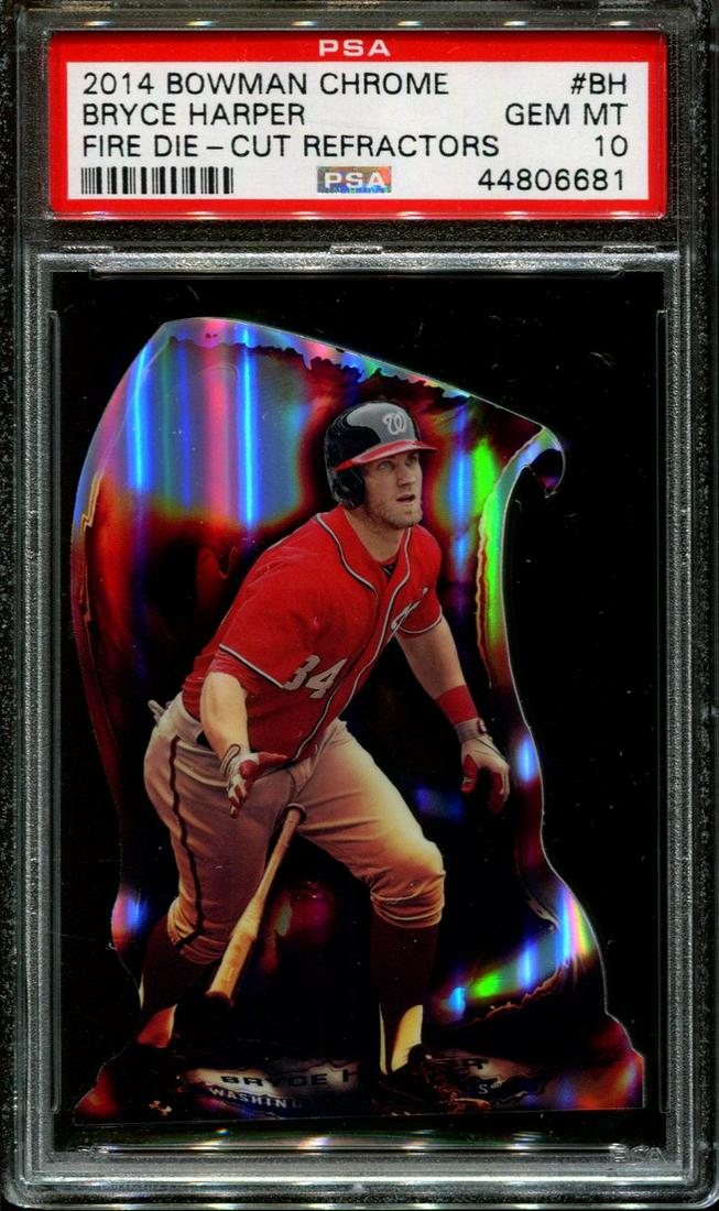 2014 BOWMAN CHROME FIRE DIE-CUT REFRACTORS #BH BRYCE: 2014 BOWMAN CHROME FIRE DIE-CUT REFRACTORS #BH BRYCE HARPER PSA 10