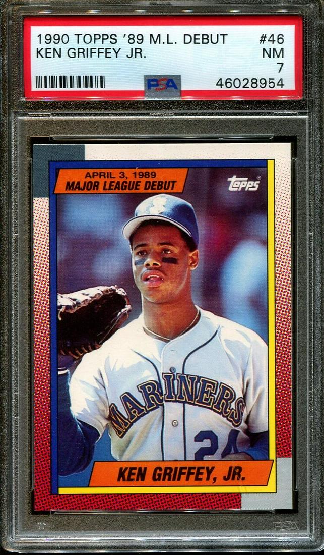 PSA GRADED 1990 TOPPS '89 M.L. DEBUT KEN GRIFFEY JR.: 1990 TOPPS '89 M.L. DEBUT #46 KEN GRIFFEY JR. MARINERS HOF PSA 7