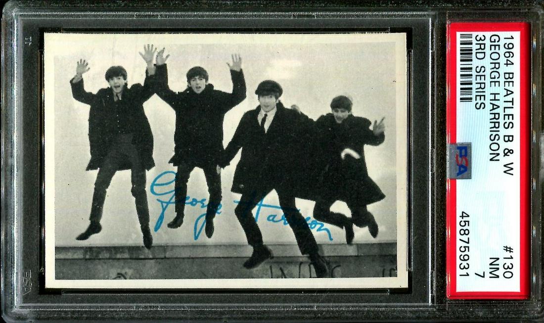 1964 BEATLES B&W #130 GEORGE HARRISON POP 13 PSA 7: 1964 BEATLES B&W #130 GEORGE HARRISON POP 13 PSA 7