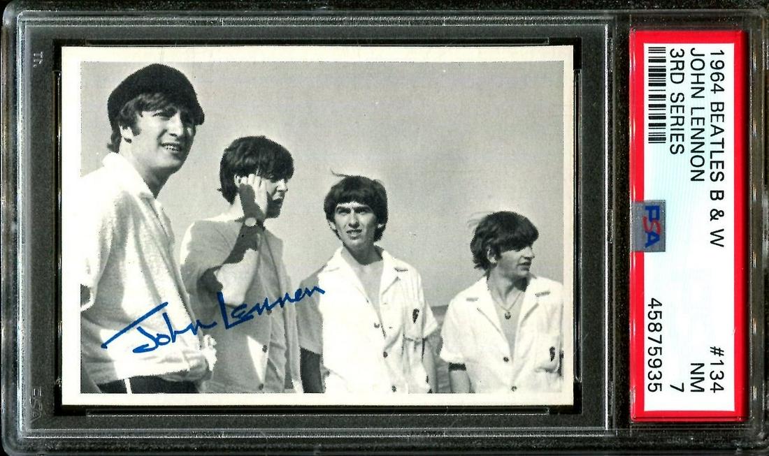1964 BEATLES B&W #134 JOHN LENNON PSA 7: 1964 BEATLES B&W #134 JOHN LENNON PSA 7