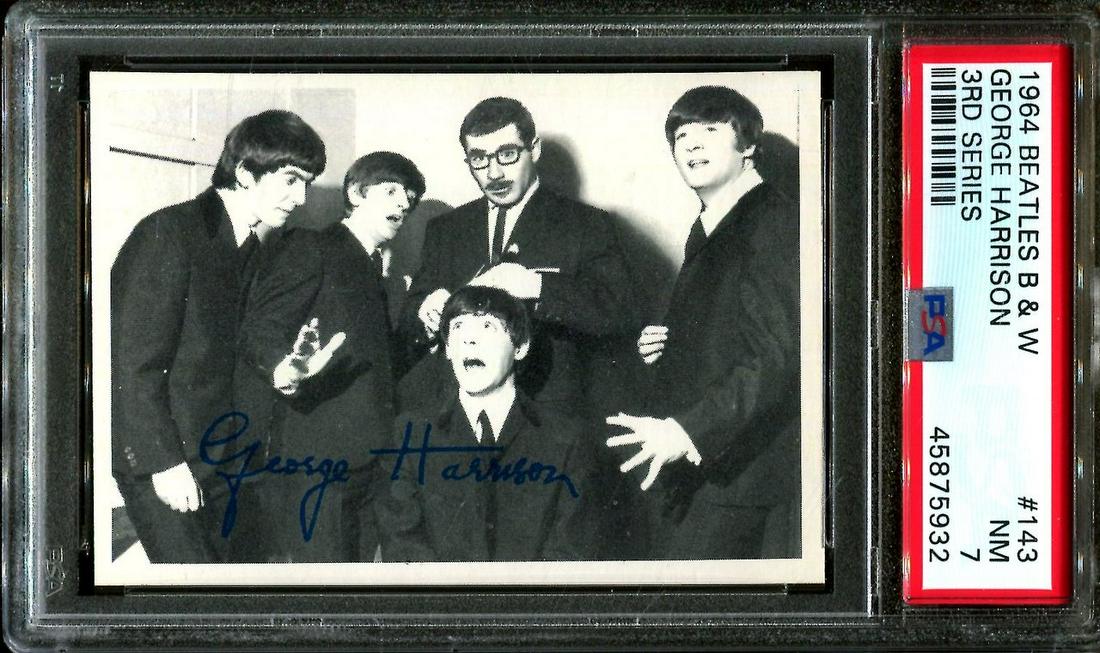 1964 BEATLES B&W #143 GEORGE HARRISON POP 9 PSA 7: 1964 BEATLES B&W #143 GEORGE HARRISON POP 9 PSA 7