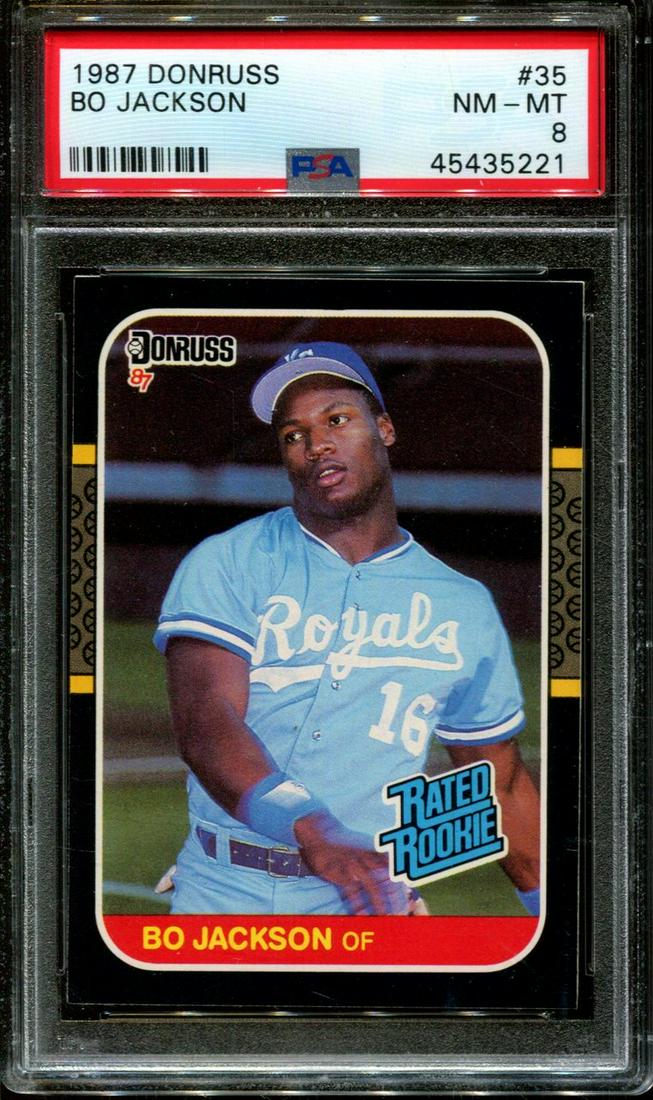 1987 DONRUSS #35 BO JACKSON RC ROYALS PSA 8: 1987 DONRUSS #35 BO JACKSON RC ROYALS PSA 8