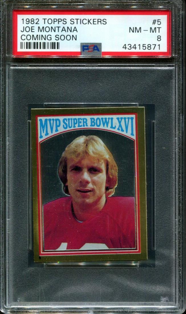 JOE MONTANA SUPER BOWL MVP GRADED STICKER: PSA GRADED 1982 JOE MONTANA FOIL STICKER