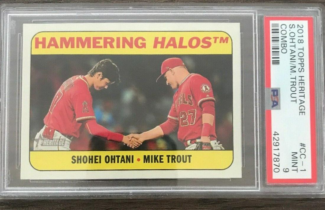 2018 Topps Heritage Mike Trout Shohei Ohtani Combo PSA (1 of 1)