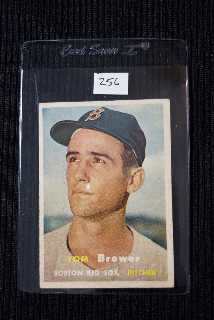 VINTAGE 1957 TOPPS BASEBALL CARD TOM BREWER RED SOX (1 of 2)