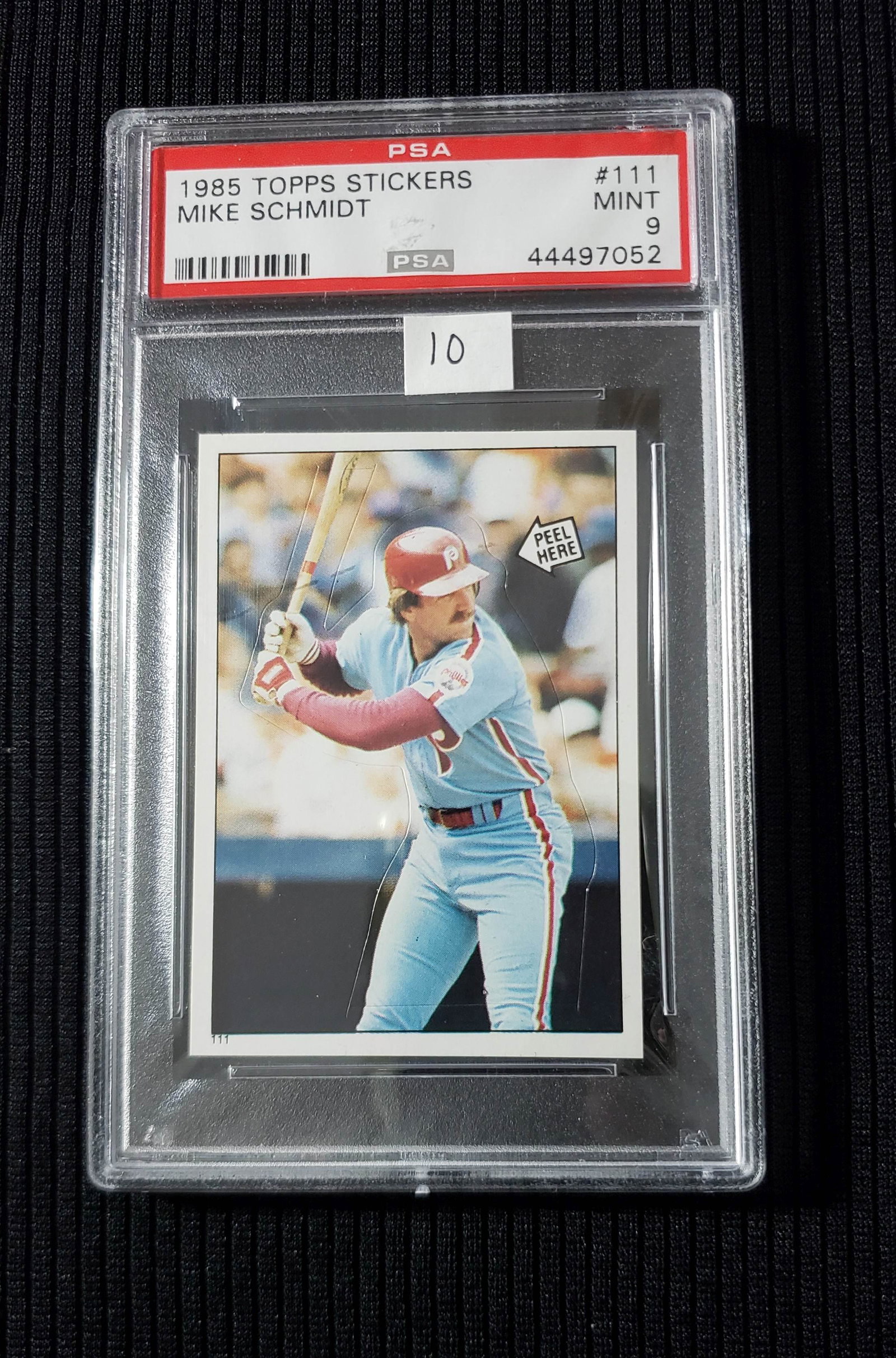 PSA GRADED MIKE SCHMIDT TOPPS STICKER: 1985 TOPPS STICKERS MIKE SCHMIDT #111 PSA 9 MINT