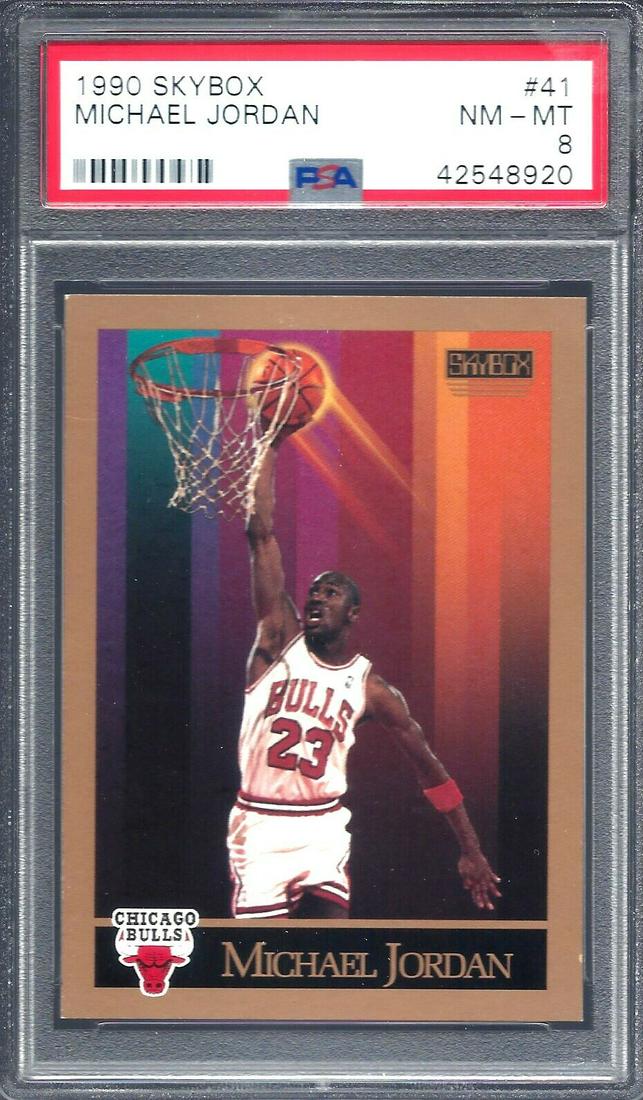 1990 SKYBOX MICHAEL JORDAN #41 PSA 8 NM-MT: 1990 SKYBOX CHICAGO BULLS MICHAEL JORDAN #41 PSA 8 NM-MT