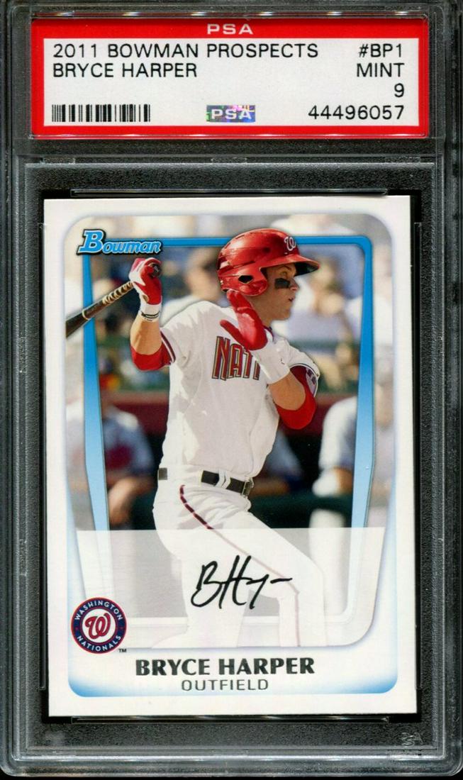2011 BOWMAN PROSPECTS #BP1 BRYCE HARPER RC PSA 9: 2011 BOWMAN PROSPECTS #BP1 BRYCE HARPER RC PSA 9