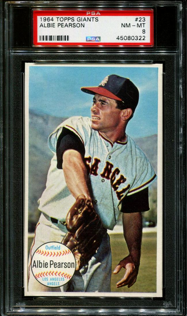 JUMBO SLAB 1964 TOPPS GIANTS #23 ALBIE PEARSON ANGELS: 1964 TOPPS GIANTS #23 ALBIE PEARSON ANGELS PSA 8
