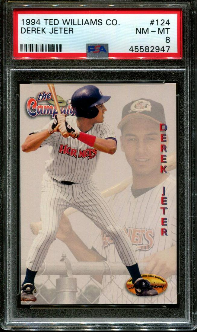 PSA GRADED 8 NM-MT DEREK JETER ROOKIE TED WILLIAMS CARD: 1994 TED WILLIAMS CARD CO. #124 DEREK JETER YANKEES PSA 8
