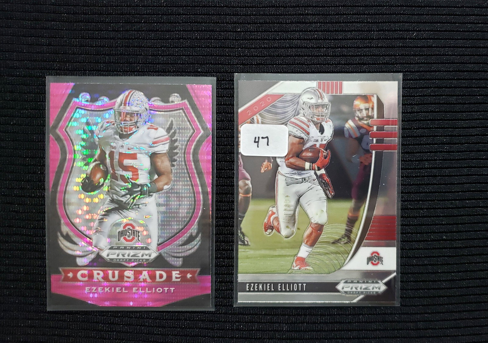 2020 PRIZM DRAFT ZEKE ELLIOTT OSU BUCKEYES: 2020 PRIZM BASE AND CRUSADE PINK PULSAR SP PARALLEL PRIZM