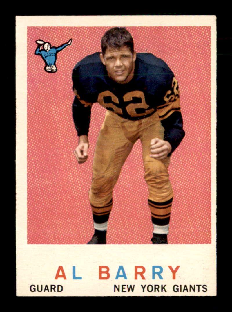 VINTAGE 1959 TOPPS FOOTBALL CARDS: 1959 Topps #138 Al Barry RC EXMT/EXMT
