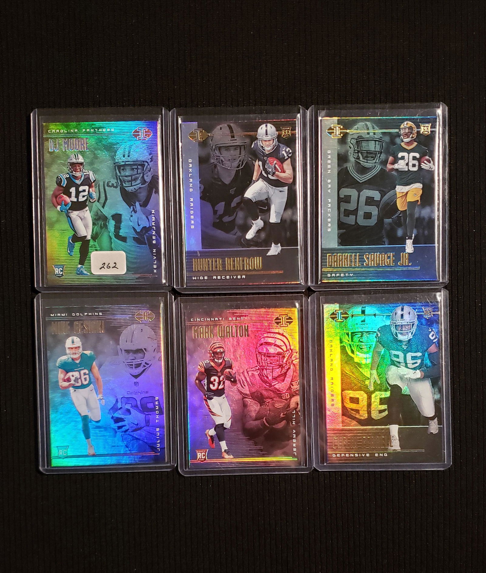 NFL FOOTBALL ROOKIE CARD LOT (6): 2018 PANINI-ILLUSIONS DJ MOORE, HUNTER RENFROW, MIKE GESICKI