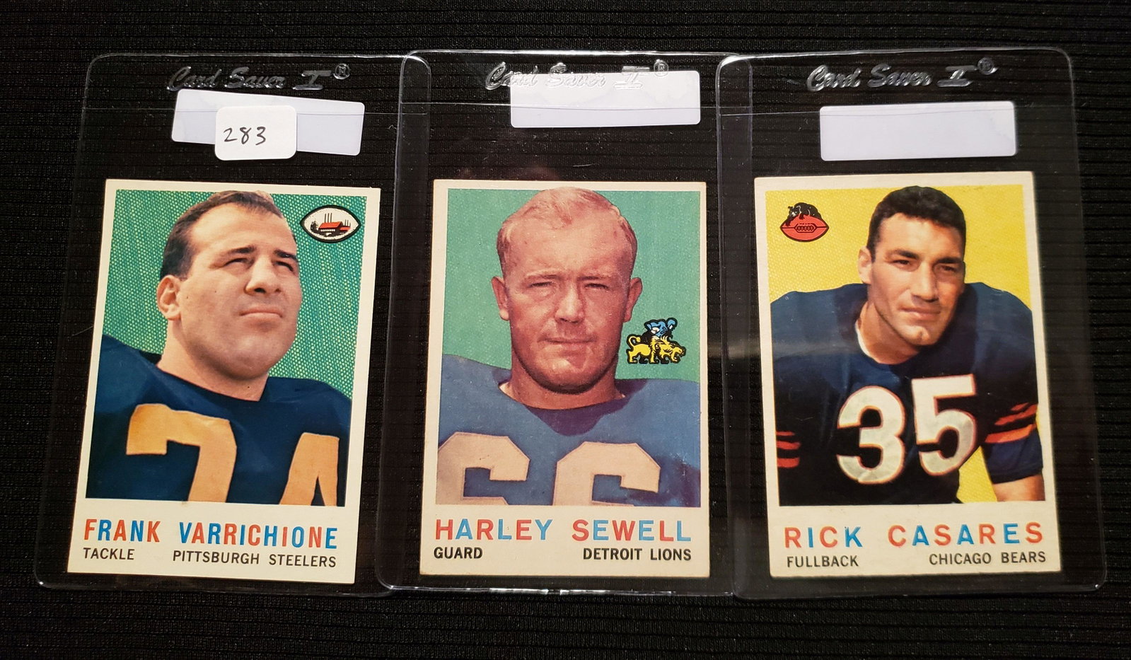 1959 TOPPS FOOTBALL CARD LOT: FRANK VARRICHIONE STEELERS, RICK CASARES BEARS, HARLEY SEWELL LIONS