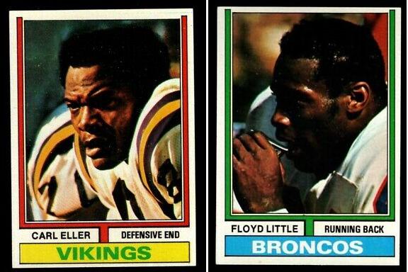 1976 TOPPS FOOTBALL HOF LOT: LARRY LITTLE BRONCOS, CARL ELLER MINNESOTA VIKINGS