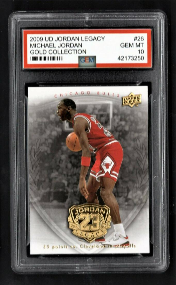 Michael Jordan Upper Deck UD Gold Legacy Graded 10: 2009 Michael Jordan Upper Deck UD Gold Legacy Graded 10 Chicago Bulls RARE Card