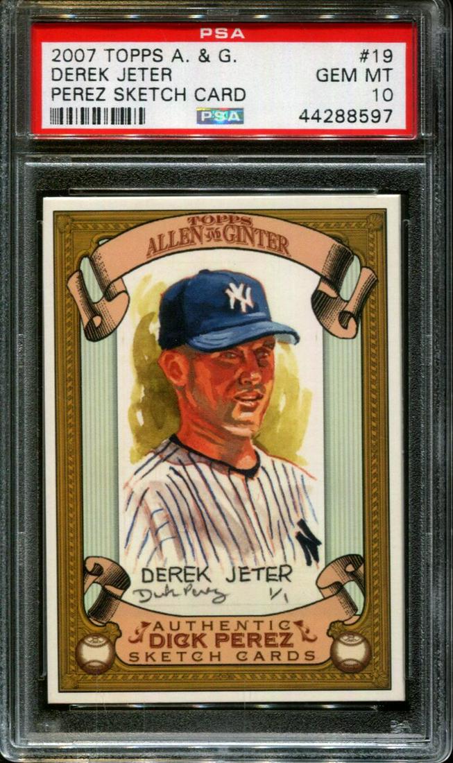 PSA 10 2007 Topps A&G Derek Jeter Perez Sketch Card: GEM MINT PSA 10 2007 Topps A&G Derek Jeter Perez Sketch Card Yankees Allen Ginter