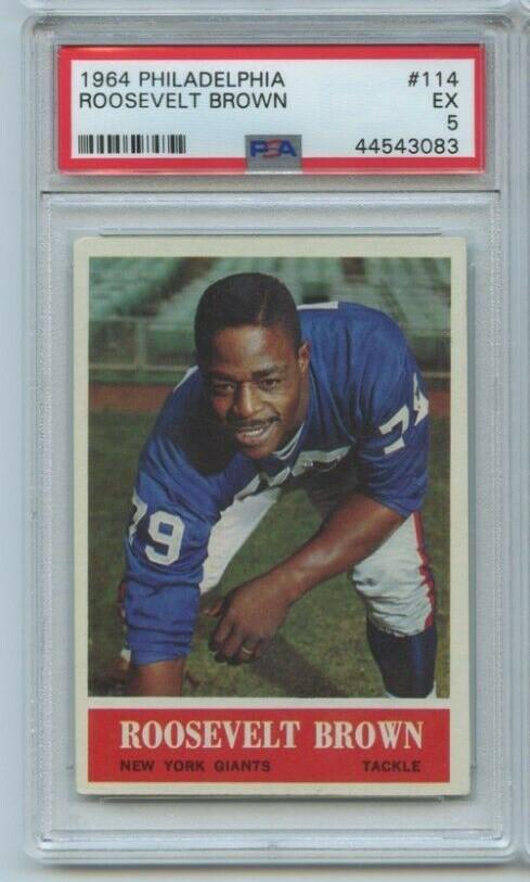 PSA GRADED ROOSEVELT BROWN 1964 PHILADELPHIA GUM: PSA GRADED ROOSEVELT BROWN COLTS 1964 PHILADELPHIA GUM