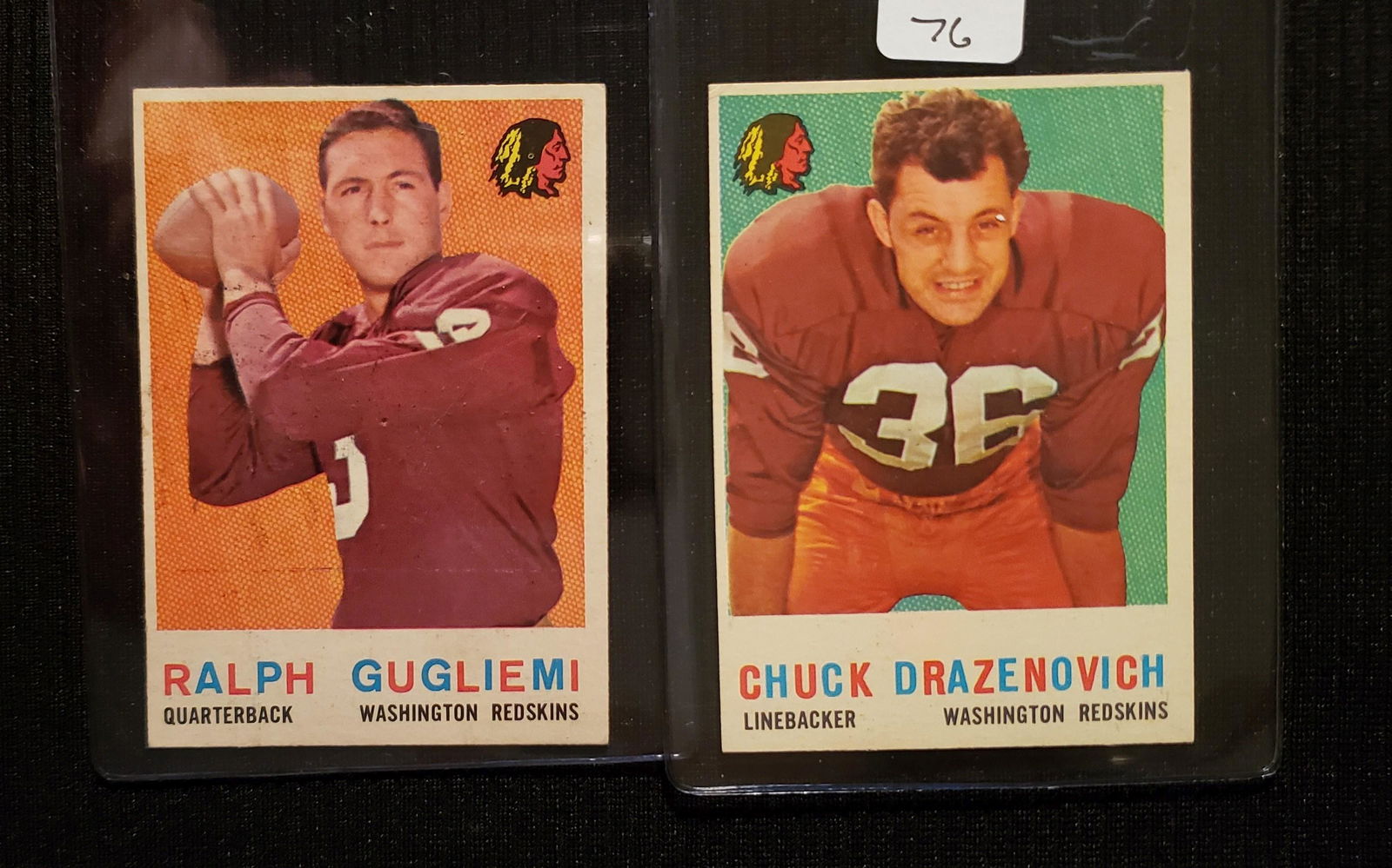1959 TOPPS FOOTBALL CHUCK DRAZENOVICH, RALPH GUGLIEMI (1 of 2)