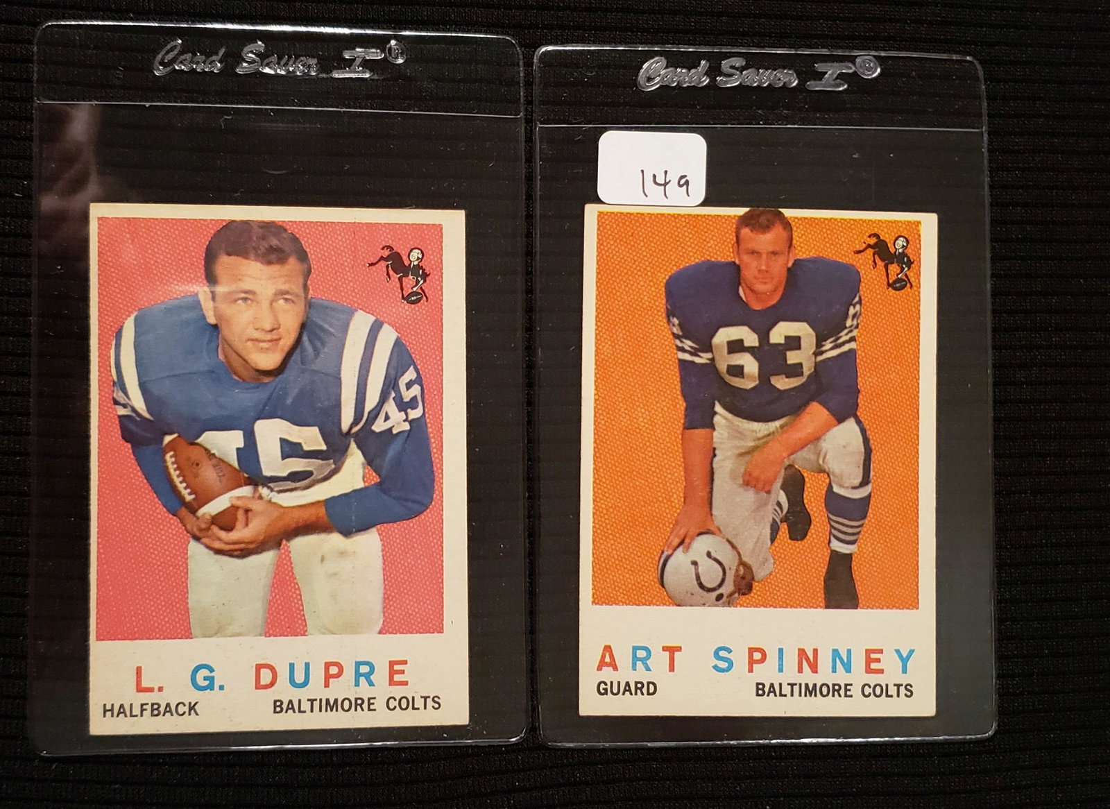 1959 TOPPS FOOTBALL LG DUPREE, ART SPINNEY COLTS (1 of 2)