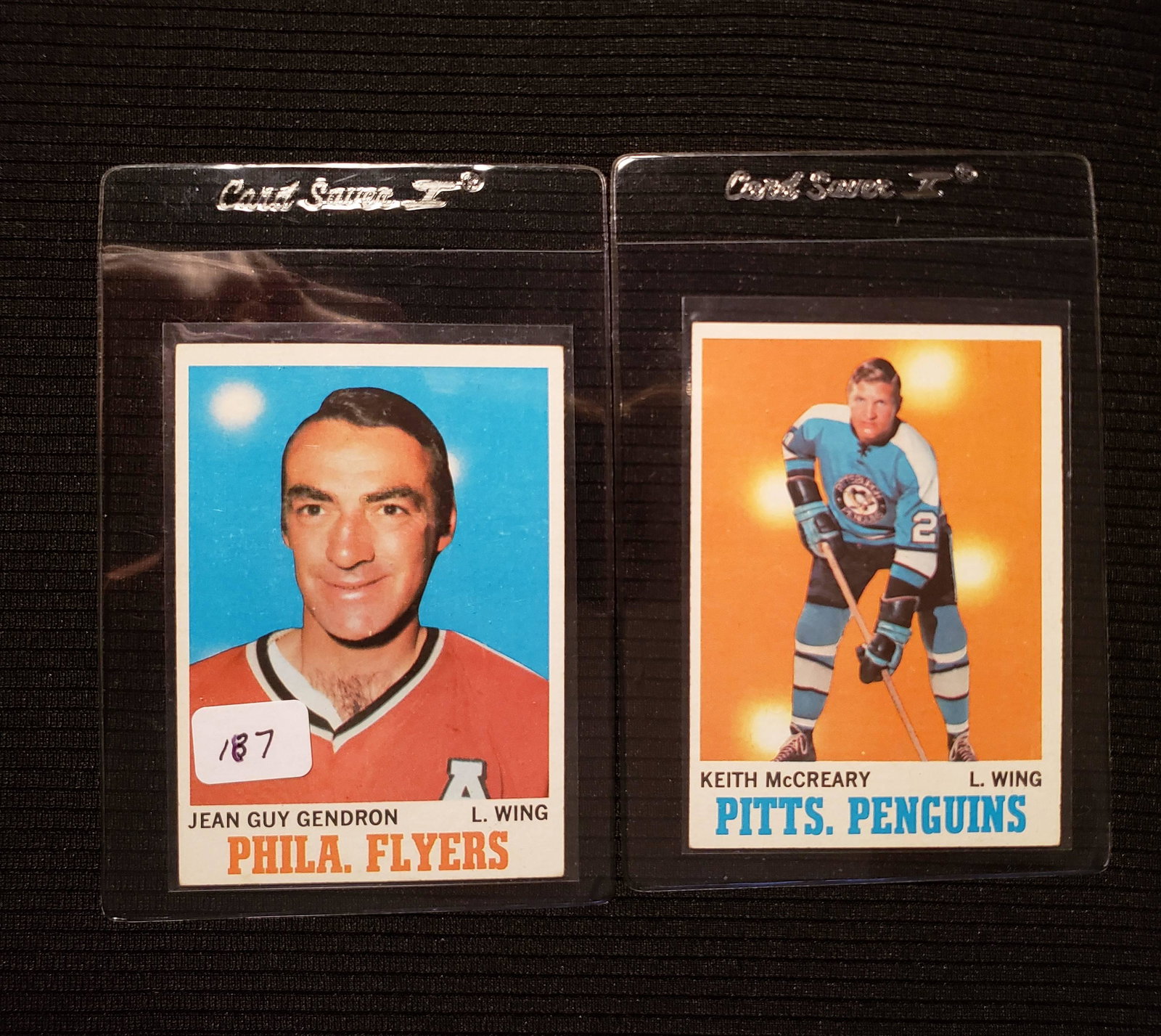 1970 TOPPS HOCKEY CARDS: JEAN GUY GENDRON PHILA. FLYERS AND KIETH McCREARY PITTS. PENGUINS