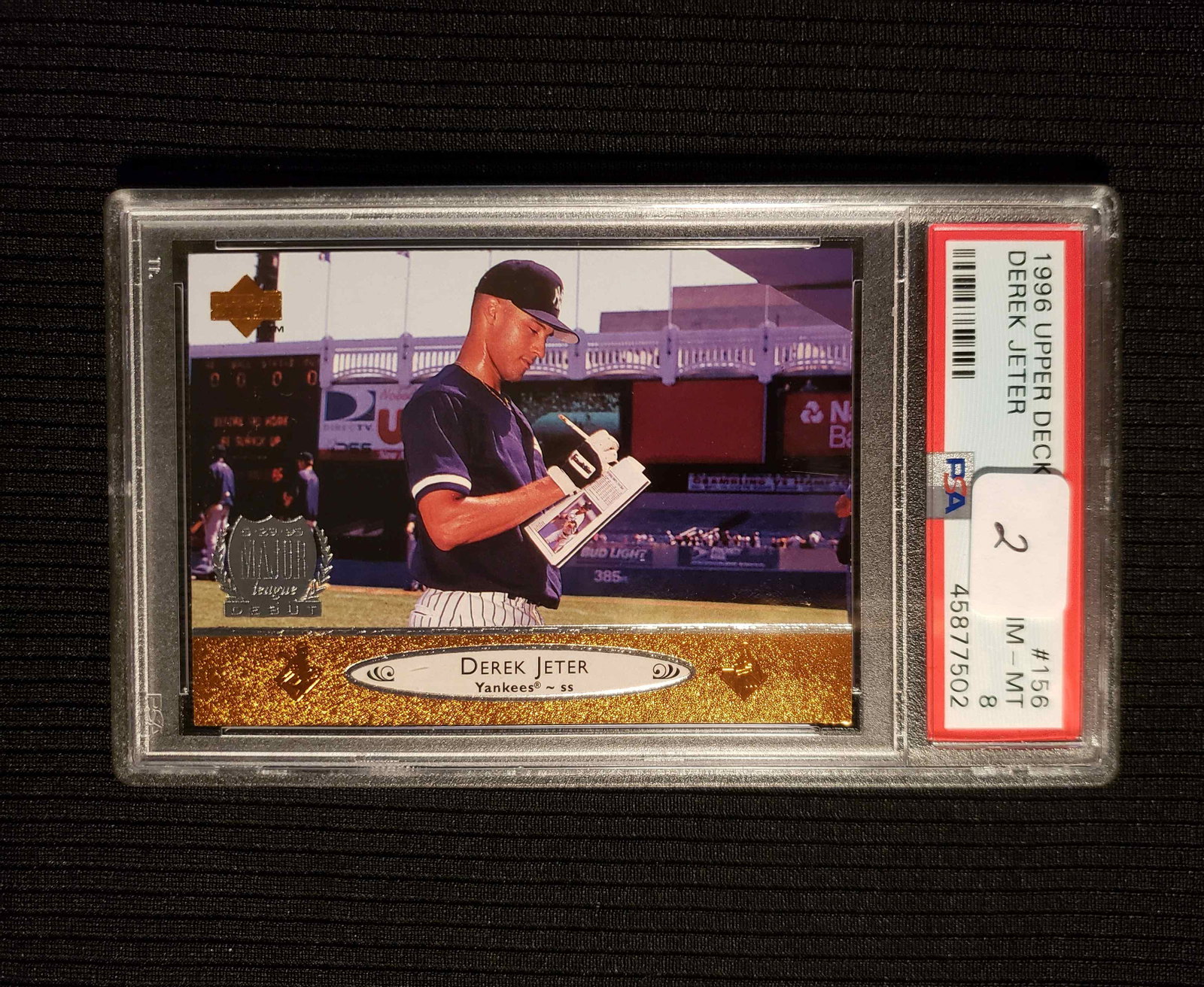 PSA GRADED 9 MINT DEREK JETER 1996 UPPER DECK: 1996 UPPER DECK MAJOR LEAGUE DEBUT DEREK JETER PSA 9 MINT
