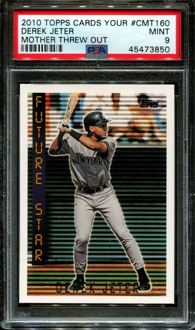 2010 TOPPS CARDS MOTHER THREW OUT DEREK JETER POP 2: LOW POPULATION 2 PSA GRADED 9 MINT 2010 TOPPS CARDS MOTHER THREW OUT #CMT160 DEREK JETER PSA 9