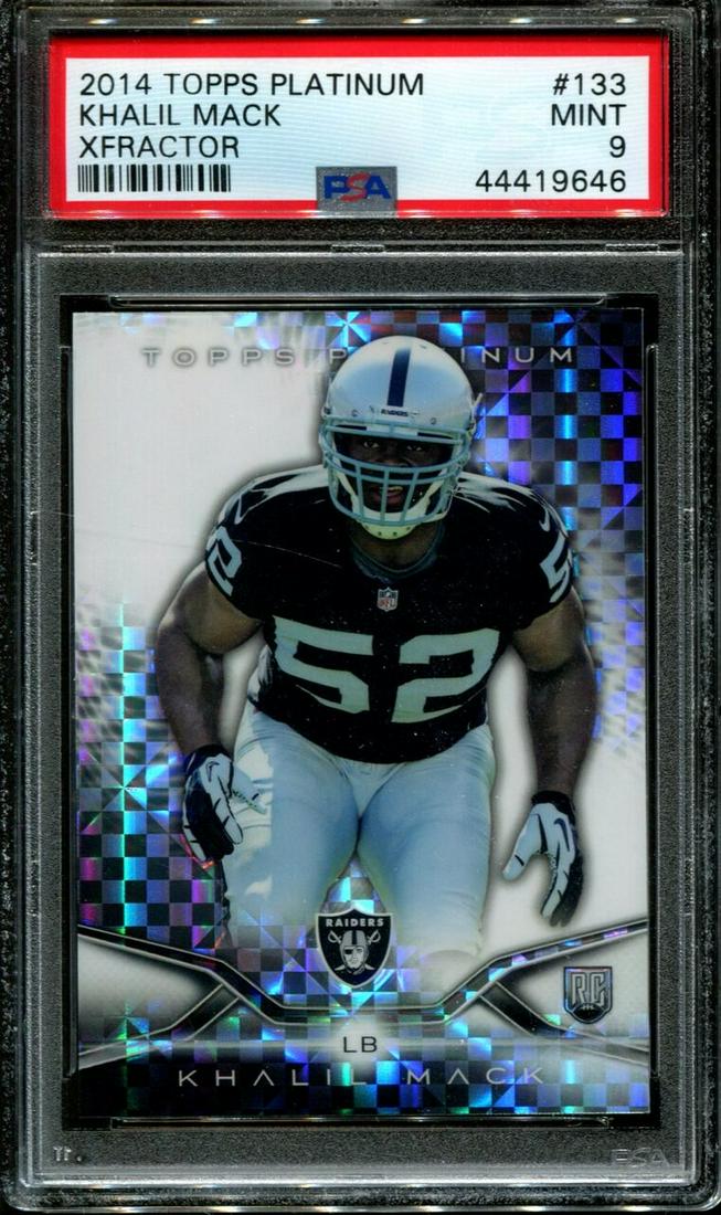 PSA GRADED KHALIL MACK ROOKIE SHORT PRINT PSA 9: 2014 TOPPS PLATINUM XFRACTOR #133 KHALIL MACK RC PSA 9