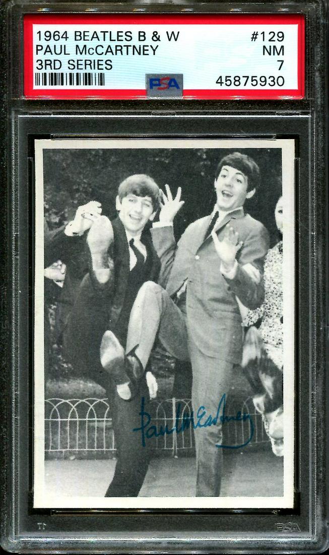 1964 BEATLES B&W #129 PAUL McCARTNEY POP 11 PSA 7: 1964 BEATLES B&W #129 PAUL McCARTNEY POP 11 PSA 7