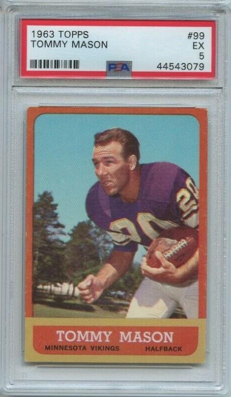 GRADED 1963 TOPPS TOMMY MASON VIKINGS HALFBACK: PSA GRADED 1963 TOPPS TOMMY MASON VIKINGS HALFBACK