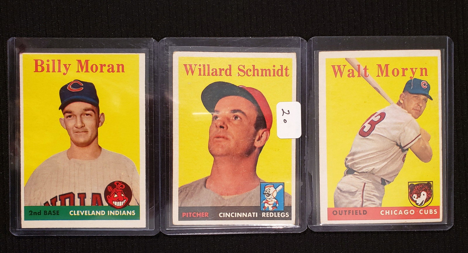 1958 TOPPS BASEBALL CARDS VG/EX+: WILLARD SCHMIDT, BILLY MORAN, WALT MORYN