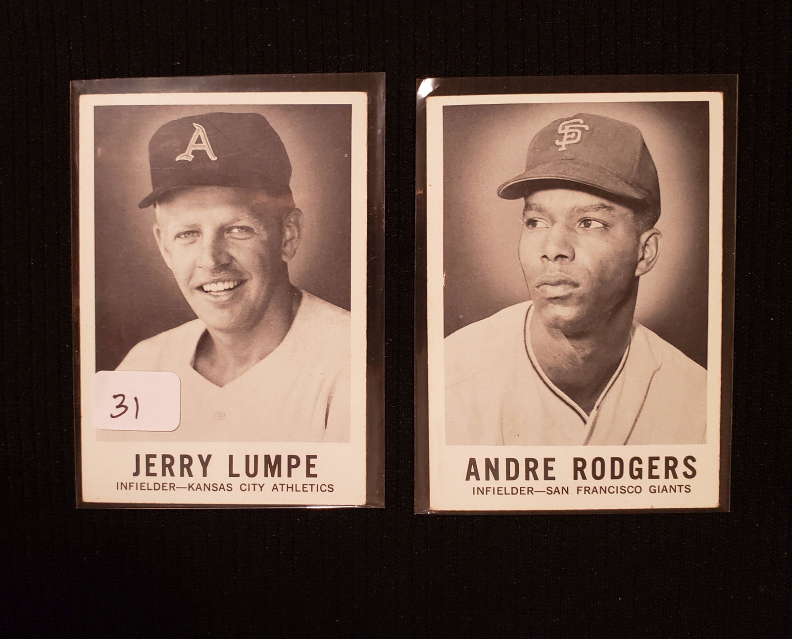 1960 LEAF BASEBALL CARDS: 1961 LEAF #47 JERRY LUMPKE AND #42 ANDRE RODGERS
