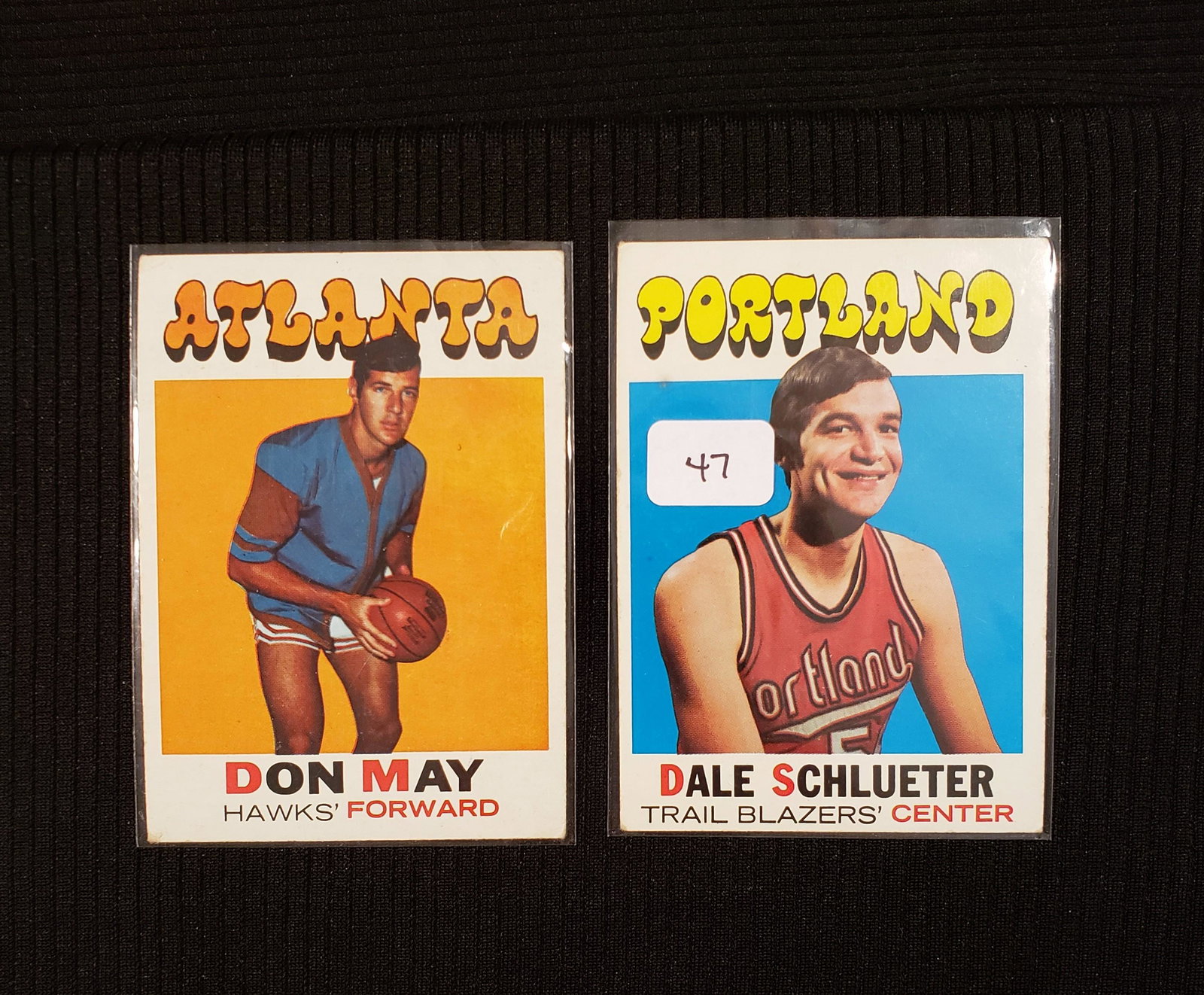 1971-72 TOPPS BASKETBALL CARDS EX+: DALE SCHLUTER TRAIL BLAZERS #76, DON MAY HAWKS #6