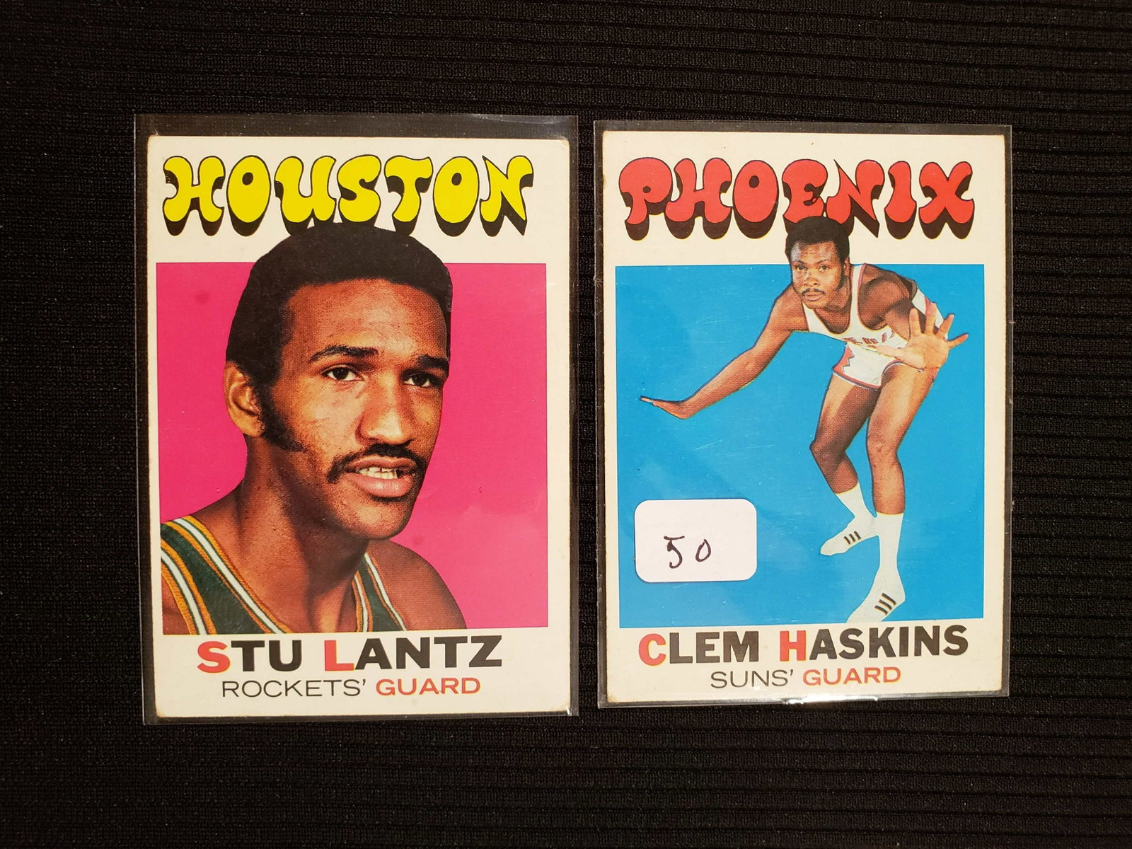 1971-72 TOPPS BASKETBALL CARDS EX+: CLEM HASKINS PHOENIX SUNS #96, STU LANTZ ROCKETS #108