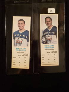 1969 DADS COOKIES NHL HOCKEY CARDS: TED HARRIS MINNESOTA NORTH STARS, RAY CULLEN VANCOUVER CANUCKS