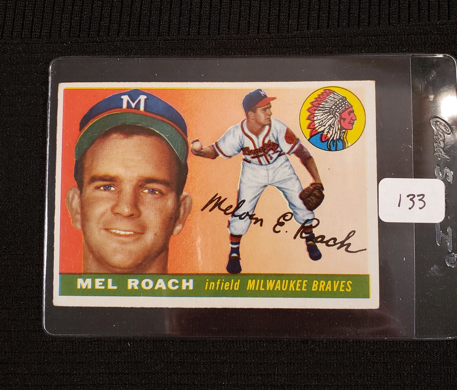 VINTAGE 1955 TOPPS BASEBALL CARD: MEL ROACH MILWAUKEE BRAVES #117