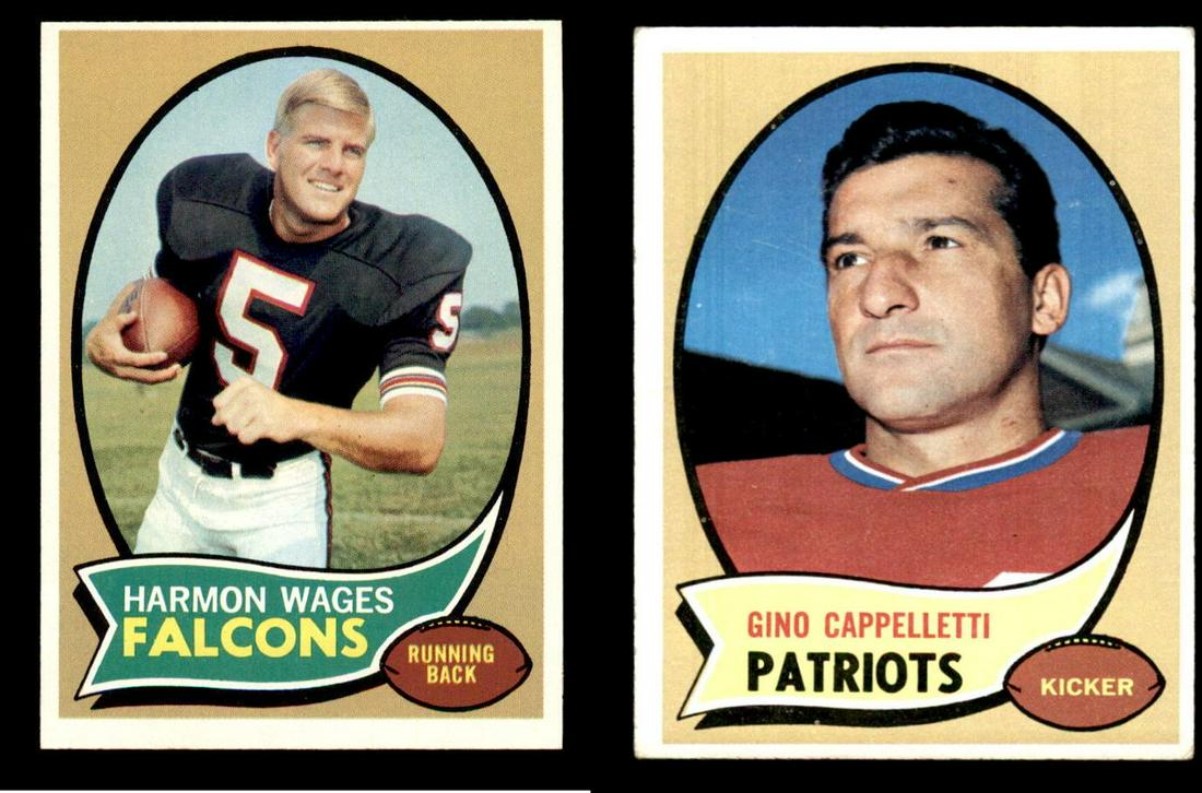 1970 Topps Football Cards: #5 Harmon Wages ROOKIE CARD, #7 Gino Cappelletti PATRIOTS