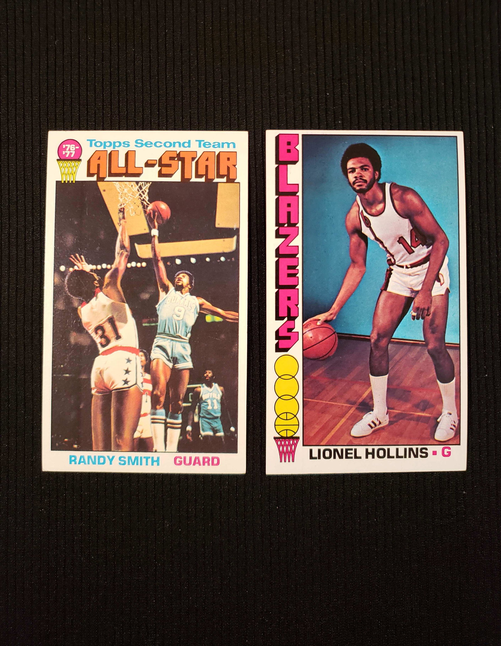 VINTAGE 1976 TOPPS JUMBO BASKETBALL CARDS: LIONEL HOLLINS AND RANDY SMITH ALL-STAR